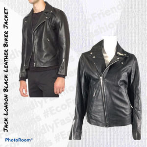 Jack London Men's Leather Biker Jacket Full Zip